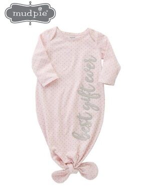 MUD PIE BEST GIFT EVER PINK DOT TIE GOWN